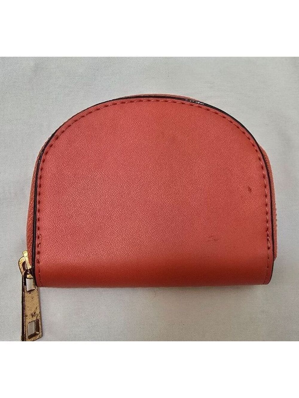 Anemone Day Coral Pink Mini Zip Around Coin Purse Wallet Gold Hardware